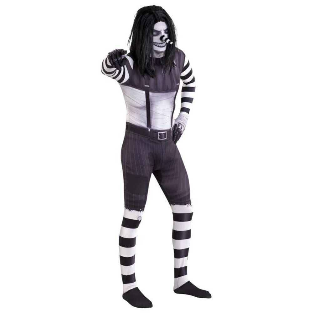 New Laughing Jack Boys Morphsuite And Wig Scary Halloween Costume Large 2-Piece